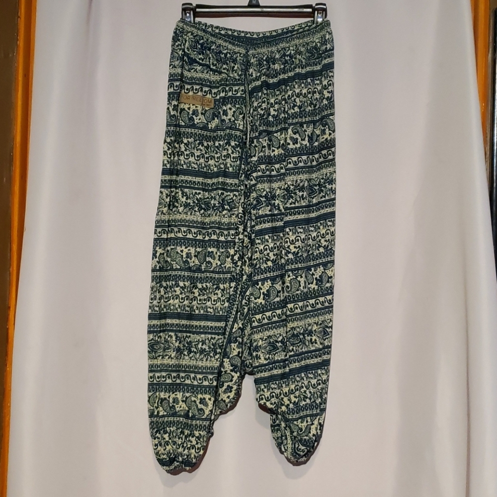 Green/ivory Harem Pants